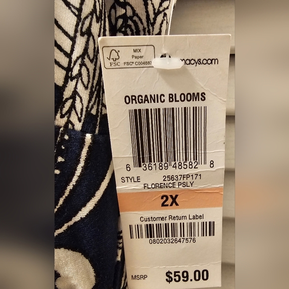 Style & Co Organic Blooms Blue/White Dress 2 XL NWT - Picture 4 of 5